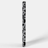 Coque iPhone 12 Pro Max Motif Feuille tombé noir sur gris (Côté droit)