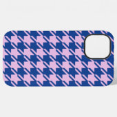 Coque iPhone 12 Pro Max Motif Houndstooth Rose+Bleu (Verso Horizontal)