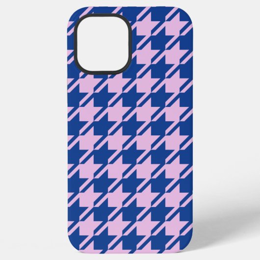 Coque iPhone 12 Pro Max Motif Houndstooth Rose+Bleu (Verso)