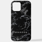 Coque iPhone 12 Pro Max Motif personnalisé en marbre noir (Verso)