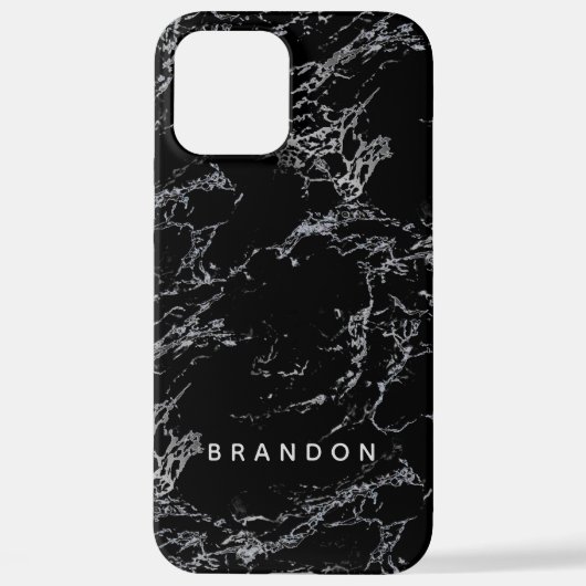 Coque iPhone 12 Pro Max Motif personnalisé en marbre noir (Verso)