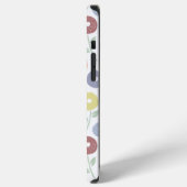 Coque iPhone 12 Pro Max Motif Répété Fleur Floue Pastels sur Blanc (Côté gauche)