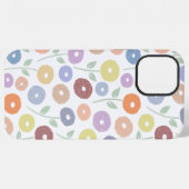 Coque iPhone 12 Pro Max Motif Répété Fleur Floue Pastels sur Blanc (Verso Horizontal)