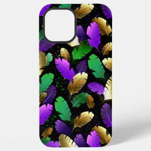 Coque iPhone 12 Pro Max Motif sans couture avec plumes de Mardi Gras