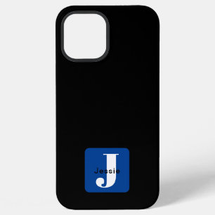 Coque iPhone 12 Pro Max Nom de boîte arrondie & monogramme Noir Blanc &