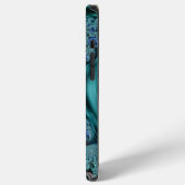 Coque iPhone 12 Pro Max Nom manuscrit bleu fractal moderne (Côté gauche)