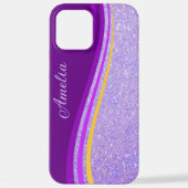 Coque iPhone 12 Pro Max Nom monogrammé pailleté élégant (Verso)