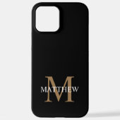 Coque iPhone 12 Pro Max Nom personnalisé Monogramme noir (Verso)