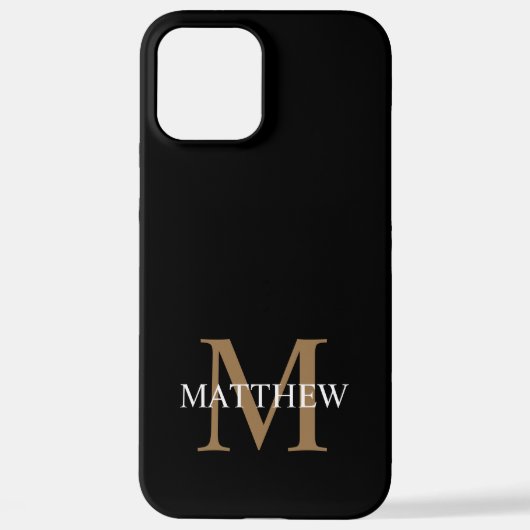 Coque iPhone 12 Pro Max Nom personnalisé Monogramme noir (Verso)