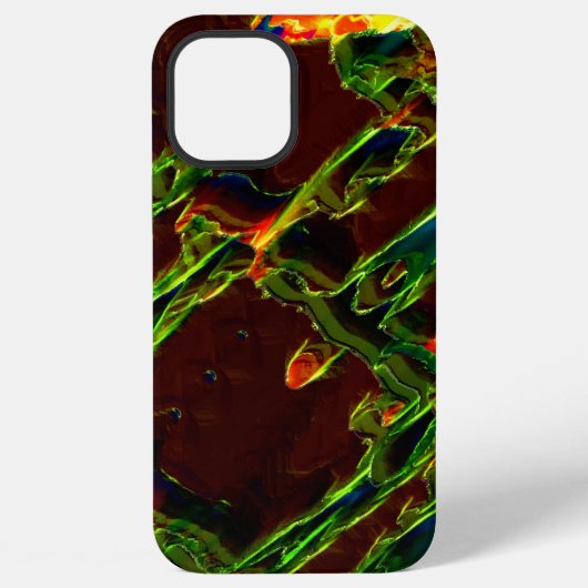 Coque iPhone 12 Pro Max Nuances de vert drainées dans la flamme de feu (Verso)