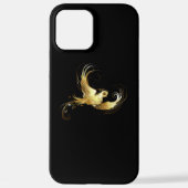 Coque iPhone 12 Pro Max Oiseau d'or sur Arrière - plan noir (Verso)
