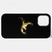 Coque iPhone 12 Pro Max Oiseau doré sur fond noir (Verso Horizontal)