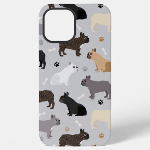 Coque iPhone 12 Pro Max Os français bouledogue Bones et pattes Gris