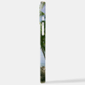 Coque iPhone 12 Pro Max Palmiers, Votre Photo, Nom Script Bleu (Côté gauche)