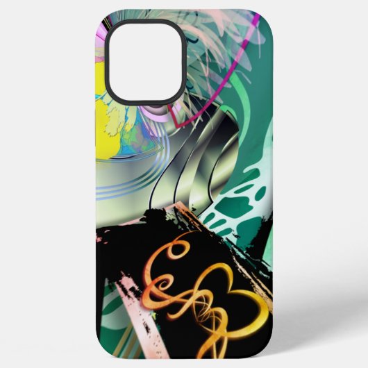 Coque iPhone 12 Pro Max Panorama incurvé irrégulier de formes et d'objets (Verso)