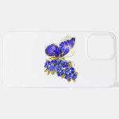 Coque iPhone 12 Pro Max Papillon saphir à fleurs (Retour horizontal)