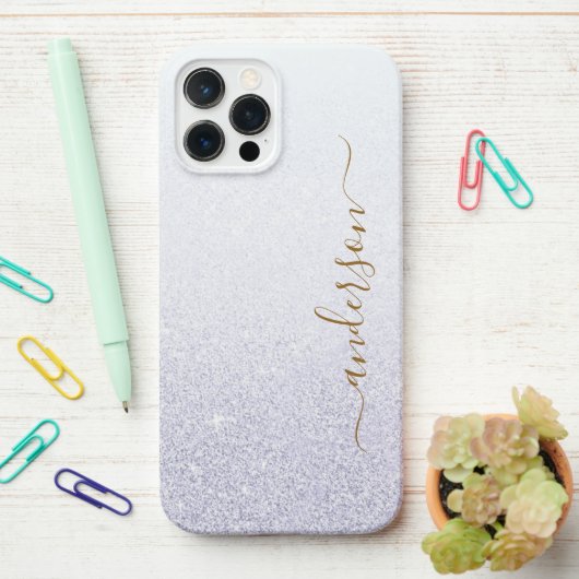 Coque iPhone 12 Pro Max Parties scintillant élégante monogrammed Nom (Sur le bureau)