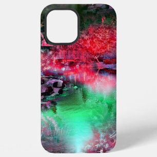 Coque iPhone 12 Pro Max Paysage coloré et texturé en rouge et vert