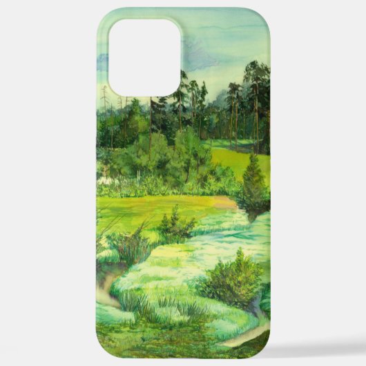 Coque iPhone 12 Pro Max peinture de vallée verte Aquarelle (Verso)
