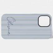 Coque iPhone 12 Pro Max Personalized Striped Blue Tones Minimalist Chic (Verso Horizontal)