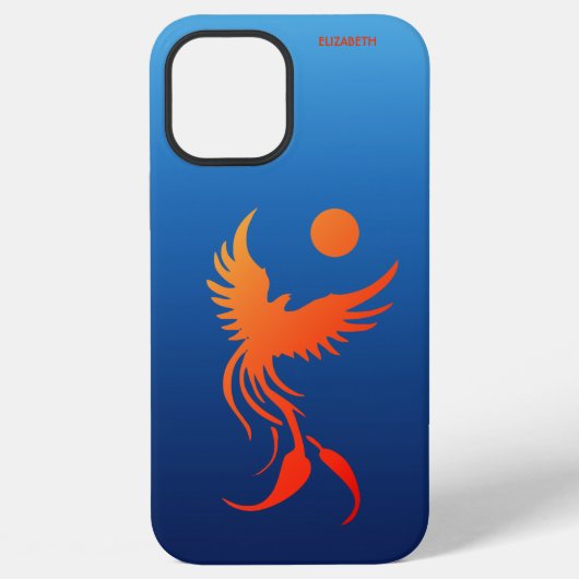 Coque iPhone 12 Pro Max Phénix montant dans les flammes (Verso)