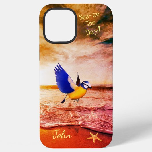 Coque iPhone 12 Pro Max Plage artistique oiseau mer (Verso)
