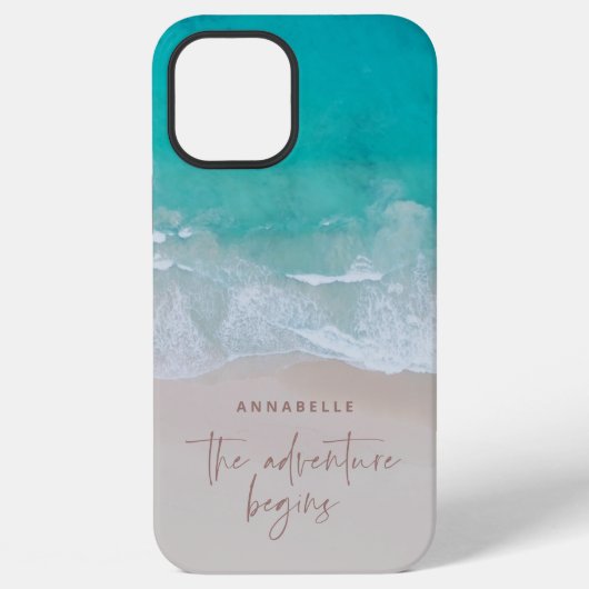 Coque iPhone 12 Pro Max plage de sable tropical l'océan l'aventure commenc (Verso)