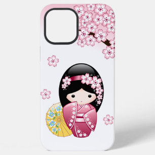 Coque iPhone 12 Pro Max Poupée Kokeshi de printemps - Jolie fille geisha j