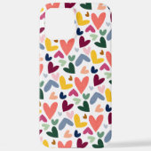 Coque iPhone 12 Pro Max Purple Orange Mint Vert Rose Bleu Coeurs Art (Verso)
