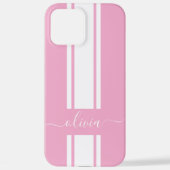 Coque iPhone 12 Pro Max Rayures de course tendance moderne monogrammées  (Verso)