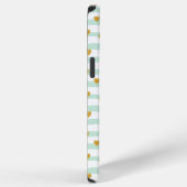 Coque iPhone 12 Pro Max Rayures vertes et blanches Cœurs dorés Nom personn (Côté droit)