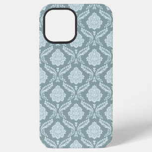 Coque iPhone 12 Pro Max Rococo Damassé Rpt Motif Œuf de Canard Bleu+Turquo