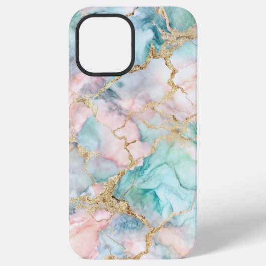 Coque iPhone 12 Pro Max Rose Blue Gold Marble (Verso)