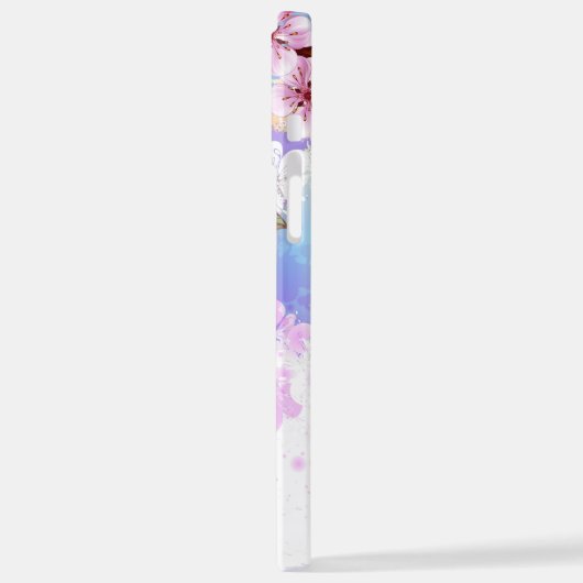 Coque iPhone 12 Pro Max Sakura rose sur la peinture Arrière - plan (Côté gauche)