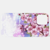 Coque iPhone 12 Pro Max Sakura rose sur la peinture Arrière - plan (Retour horizontal)