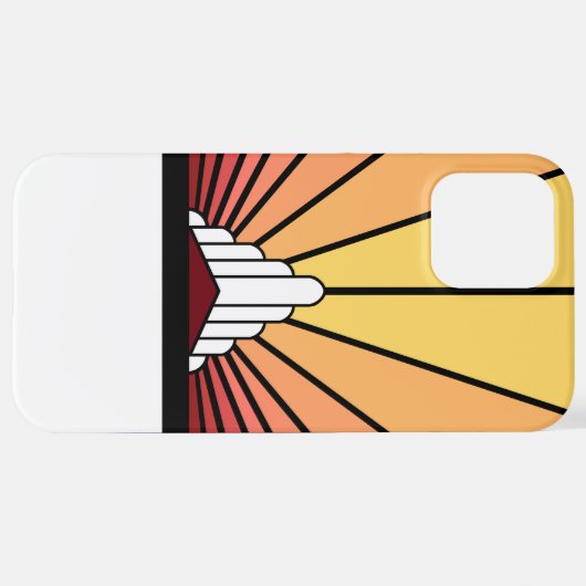 Coque iPhone 12 Pro Max Soleil Art déco à l'aube (Retour horizontal)