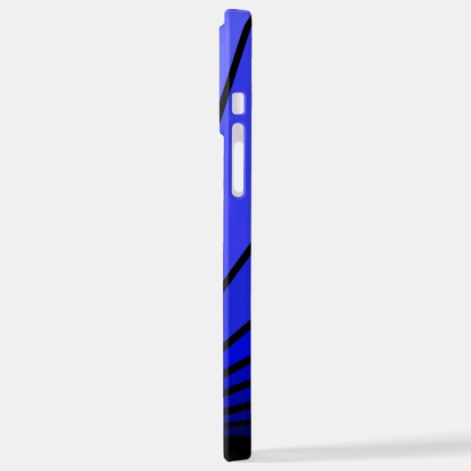 Coque iPhone 12 Pro Max Soleil Art déco en bleu (Côté gauche)