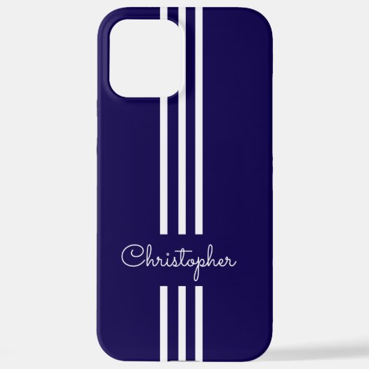 Coque iPhone 12 Pro Max Stripes de course à la mode moderne monogrammed (Verso)