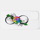 Coque iPhone 12 Pro Max Symbole d'infini avec Rose arc-en-ciel (Retour horizontal)