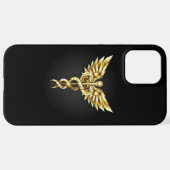 Coque iPhone 12 Pro Max Symbole Polygonal Or Caduceus (Retour horizontal)