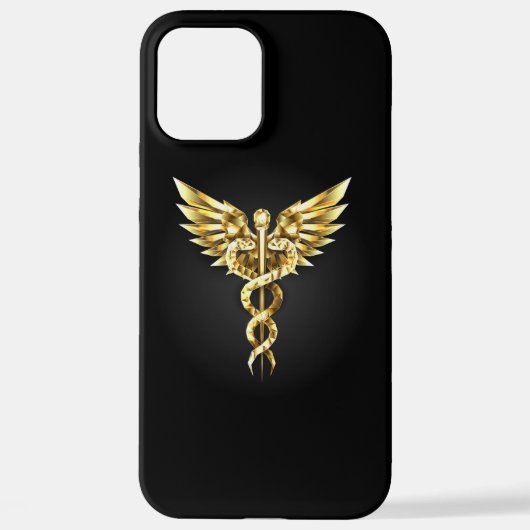 Coque iPhone 12 Pro Max Symbole Polygonal Or Caduceus (Verso)