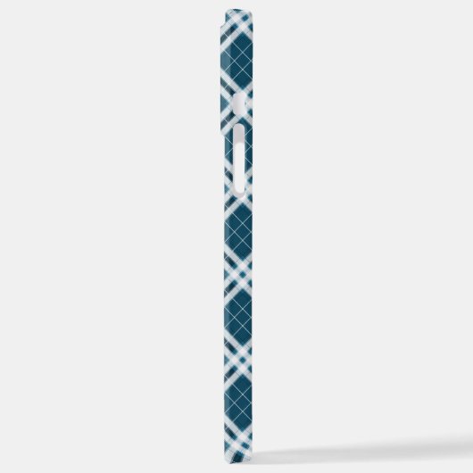 Coque iPhone 12 Pro Max Tartan en coque iphone bleu et blanc (Côté gauche)