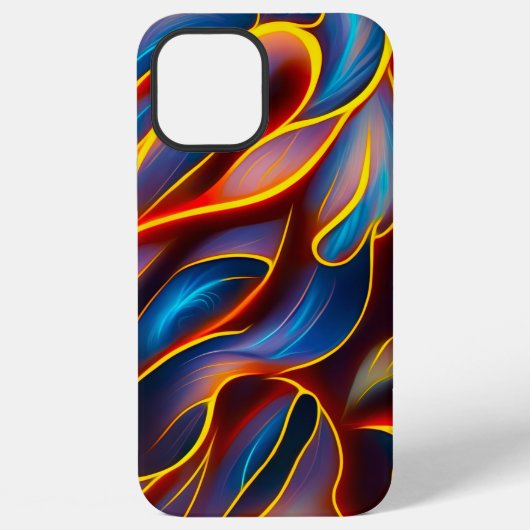 Coque iPhone 12 Pro Max Tourbillon Abstrait Flammes Bleu Rouge (Verso)