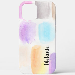 Coque iPhone 12 Pro Max Traits de pinceau aquarelle arc-en-ciel coloré