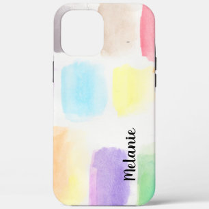 Coque iPhone 12 Pro Max Traits de pinceau aquarelle arc-en-ciel coloré