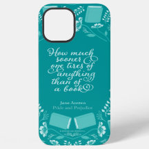 Turquoise Floral Pride & Prejudice Bookish Citatio