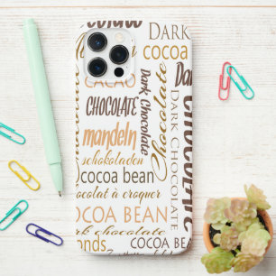 Coque iPhone 12 Pro Max Typographie du chocolat multilingue Collage de mot