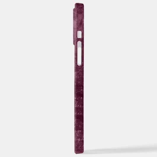 Coque iPhone 12 Pro Max velours bordeaux fleuri (Côté gauche)