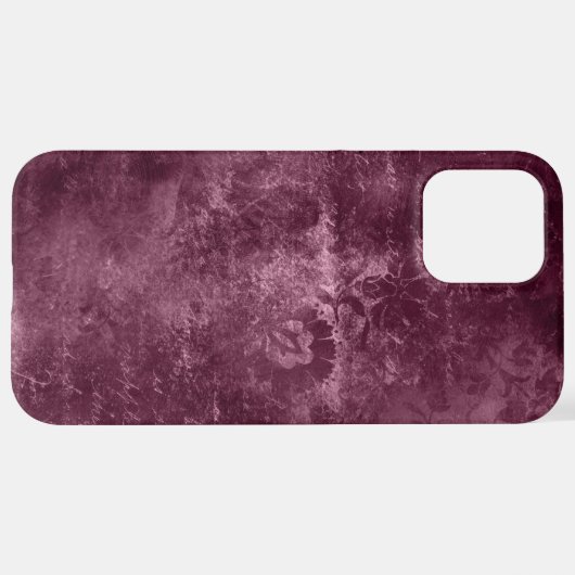 Coque iPhone 12 Pro Max velours bordeaux fleuri (Retour horizontal)