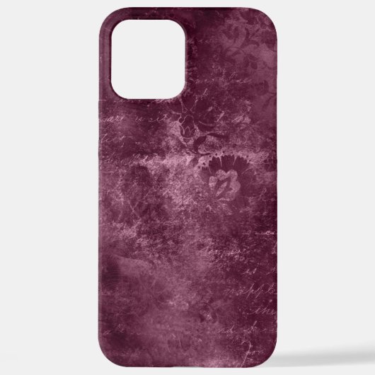 Coque iPhone 12 Pro Max velours bordeaux fleuri (Verso)